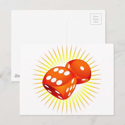 Twee rode dices. briefkaart (Voorkant / Achterkant)