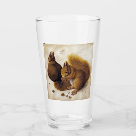 Twee rode eekhoorns (door Albrecht Dürer) Glas (Voorkant)
