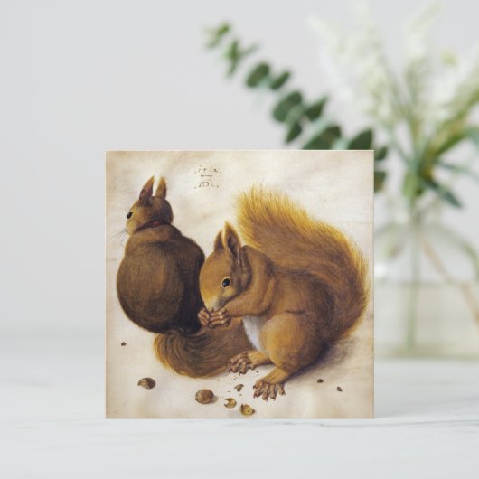 Twee rode eekhoorns (door Albrecht Dürer) Kaart (Staand voorkant)