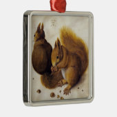 Twee rode eekhoorns (door Albrecht Dürer) Metalen Ornament (Rechts)