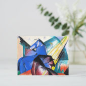 Twee rode en blauwe paarden van Franz Marc Briefkaart (Staand voorkant)