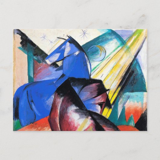 Twee rode en blauwe paarden van Franz Marc Briefkaart (Voorkant)