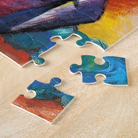 Twee rode en blauwe paarden van Franz Marc Legpuzzel (Zijkant)