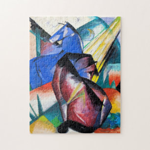 Twee rode en blauwe paarden van Franz Marc Legpuzzel