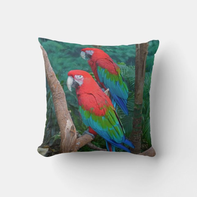 Twee rode en groene rode Macaws Ara Chloropterus Kussen (Voorkant)