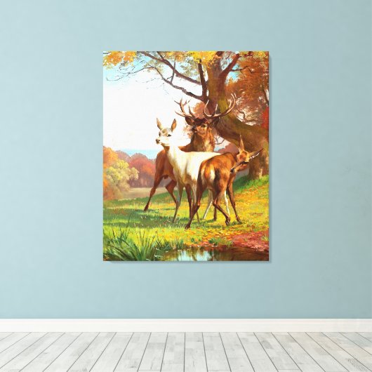 Twee rode en witte bier in het bos canvas afdruk (Insitu (Houten vloer))
