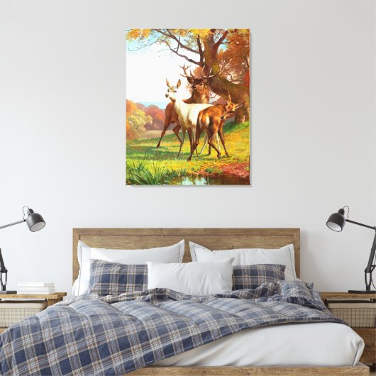 Twee rode en witte bier in het bos canvas afdruk (Insitu (Slaapkamer))