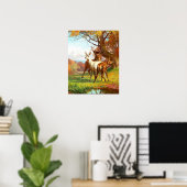 Twee rode en witte bier in het bos poster (Thuiskantoor)