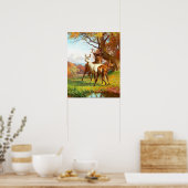 Twee rode en witte bier in het bos poster (Keuken)