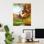 Twee rode en witte bier in het bos poster (Thuiskantoor)