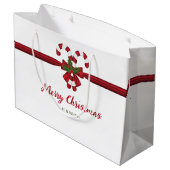 Twee Rode En Witte Feestelijke Suikerstokken Met T Groot Cadeauzakje (Achterkant Gekanteld)