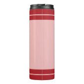 Twee rode en witte snoepjes en naam thermosbeker (Achterkant)