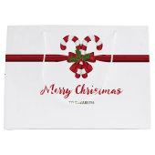 Twee rode en witte snoepjes met tekst groot cadeauzakje (Voorkant)