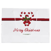 Twee rode en witte snoepjes met tekst groot cadeauzakje (Achterkant)