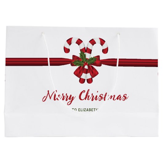 Twee rode en witte snoepjes met tekst groot cadeauzakje (Achterkant)