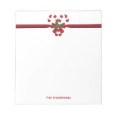 Twee rode en witte snoepjes met tekst notitieblok (Voorkant)