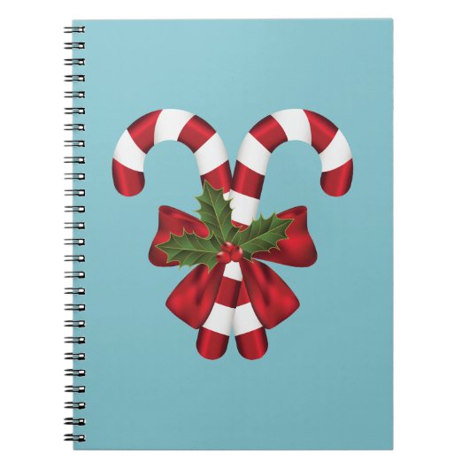 Twee rode en witte snoepjes op blauw notitieboek (Voorkant)