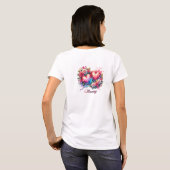 Twee rode glitter harten blush rozen Moederdag T-shirt (Achterkant volledig)