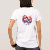 Twee rode glitter harten blush rozen Moederdag T-shirt (Achterkant)
