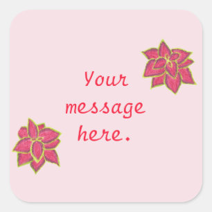 Twee rode groene coleus uw bericht op roze Sticker