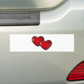 Twee rode harten bumpersticker (Op auto)
