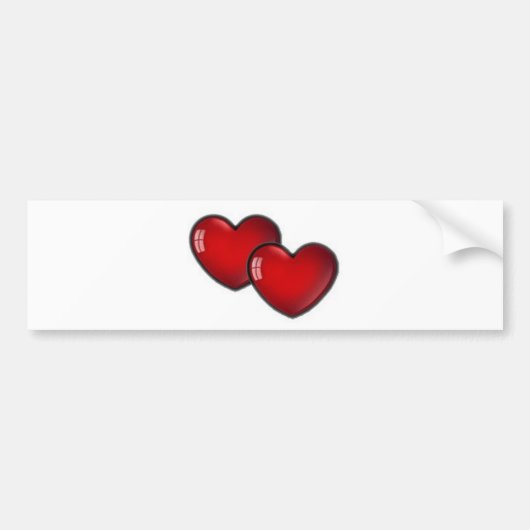 Twee rode harten bumpersticker (Voorkant)
