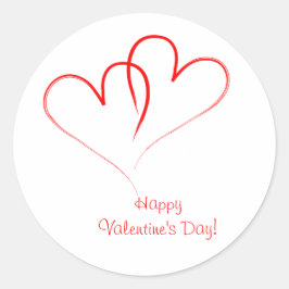 Twee rode harten - Fijne valentijnsdag! Ronde Sticker