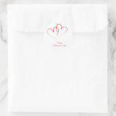 Twee rode harten - Fijne valentijnsdag! Ronde Sticker (Tas)