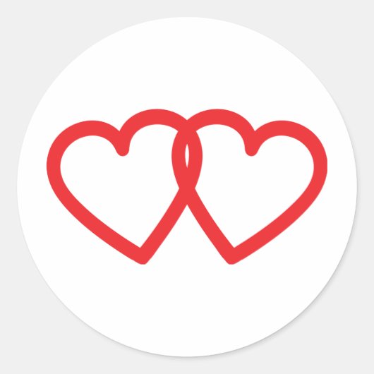 twee rode harten icoon ronde sticker (Voorkant)