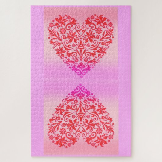 Twee rode harten legpuzzel (Verticaal)