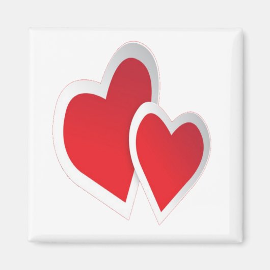 Twee rode harten magneet (Voorkant)