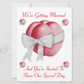 twee rode harten met een witte bruiloft kaart (Voorkant)