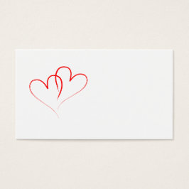 twee rode harten met elkaar verbonden visitekaartjes