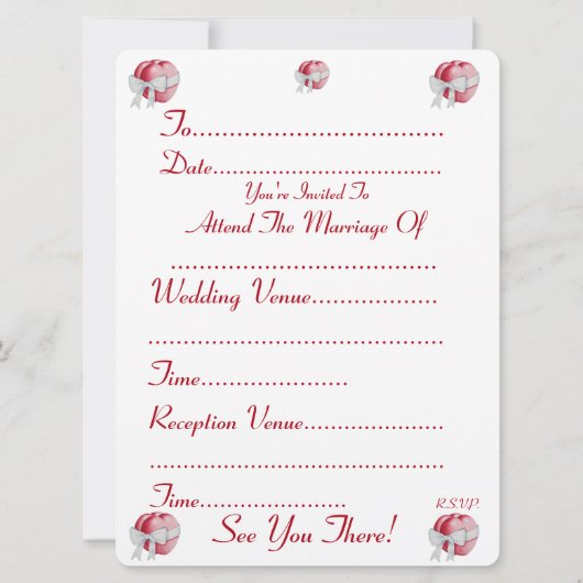 Twee rode harten met witte boog romantische bruilo kaart (Achterkant)