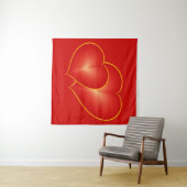 Twee rode harten, moderne digitale kunst grafisch wandkleed (In Situ (horizontaal))
