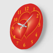 Twee rode harten, moderne digitale kunst grote klok (Hoek)