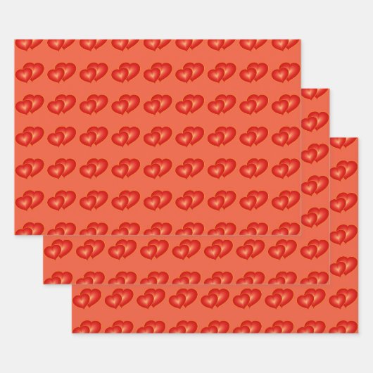 Twee rode harten, moderne digitale kunst inpakpapier vel (Set)