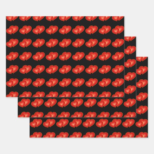 Twee rode harten, moderne digitale kunst inpakpapier vel (Set)