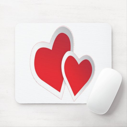 Twee Rode Harten Mousepad Muismat (Met muis)