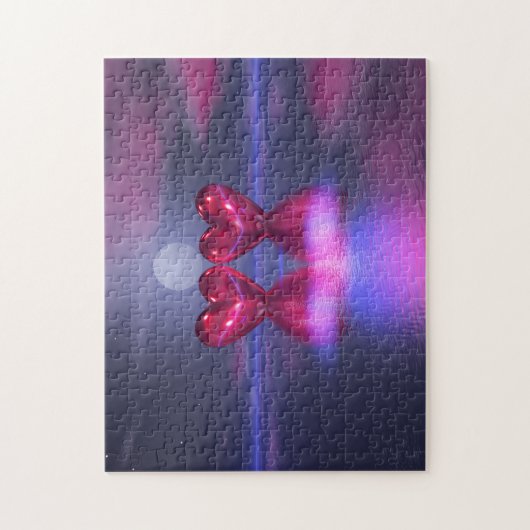 Twee Rode Harten Op Water Legpuzzel (Verticaal)