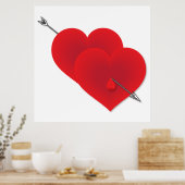 Twee rode harten poster (Keuken)