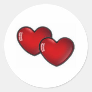 Twee rode harten ronde sticker