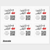 Twee Rode Harten Trouwwebsite QR-code Vierkante Sticker (Vel)