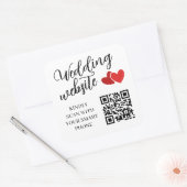 Twee Rode Harten Trouwwebsite QR-code Vierkante Sticker (Envelop)