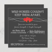 Twee rode harten  typografie bruiloft kaart (Voorkant / Achterkant)