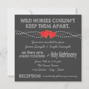 Twee Rode Harten Vintage Typografie Huwelijk Kaart