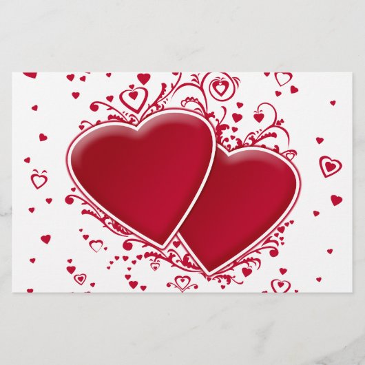 Twee rode harten voor Valentijnsdag Briefpapier (Voorkant)