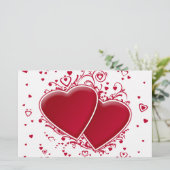 Twee rode harten voor Valentijnsdag Briefpapier (Staand voorkant)