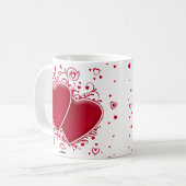 Twee rode harten voor Valentijnsdag Koffiemok (Voorkant links)