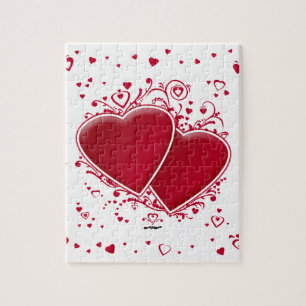 Twee rode harten voor Valentijnsdag Legpuzzel